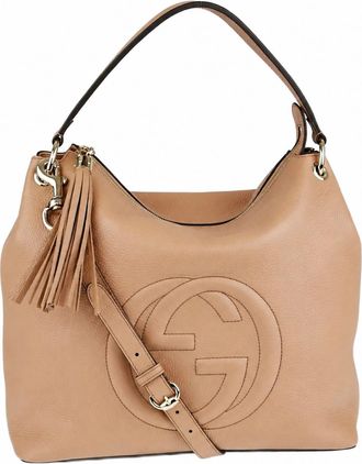 Gucci Soho Beige Leather Hobo Shoulder Bag (Pre-Owned)