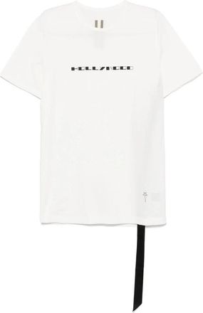 Rick Owens Wit Crew Neck T-shirt Front Print - Heren - T-shirts - Wit - M - Katoen - Tops