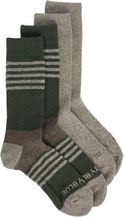 United By Blue 2-Pack Stripe Wool & Yak Blend Crew Socks in Kelp/portobello Heather Mul1 at Nordstrom, Size Medium