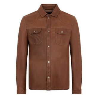 Moorer Leather Jackets, male, Brown, Size: 2XL Bazille Suede Shirt Jacket