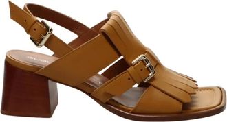 Guglielmo Rotta Schoenen, Dames, Bruin, 36 EU, Leer, Sandaal met franjes