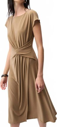 Joseph Ribkoff Ruched Wrap Front Midi A-Line Dress In Tigers Eye