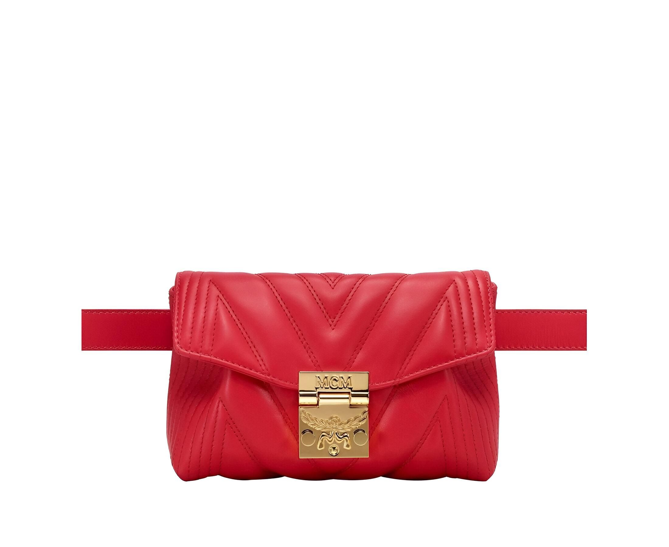 MCM Red Women\'s Bag Set MCM Stark Side Studs Backpack Visetos Monogram Candy Red in  main image 2