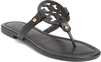 Tory Burch Miller Thong Sandal in Black Leather at Nordstrom, Size 10.5