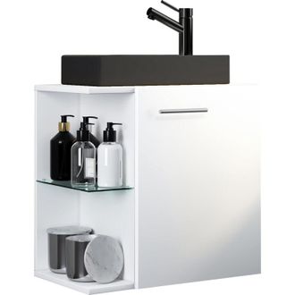 ebuy24 Ebuy24 - Set Vcm De 2 Piezas Lavadero Para Invitados Wc Ba&ntilde;o De Invitados Wc De Lavabo Set De Ba&ntilde;o - Hausa-bl (blanco)