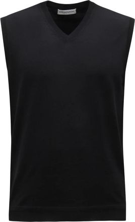 Goes Botanical 107 Wool V-neck Sleeveless Sweater - Heren - Spencers - Zwart - S - Wol - Truien & Vesten