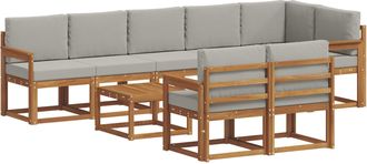 vidaXL Conjunto De Sof&aacute;s De Exterior 9 Uds. Gris Natural Y Claro Vidaxl