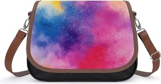 Generic Watercolor Multi Colored Powder Womens Crossbody Bag Fashion Shoulder Handbags Message Tote Bag with Adjustable Strap