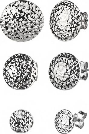 Gold & Honey Womens Stud Earrings - Set Of 3 In Silver