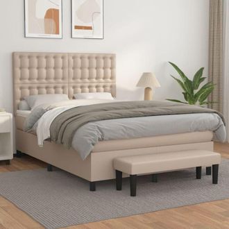 vidaXL Vidaxl - Cama Box Spring Con Colch&oacute;n Cuero Sint&eacute;tico Capuchino 140x190cm
