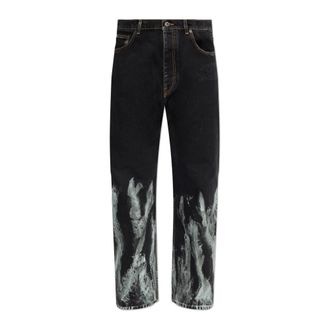 Off-white Straight Jeans, male, Black, Size: W32 Logo Jeans