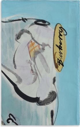 Burberry Womens Silk Scarf Swan Lake Skylight Blue Scarfs