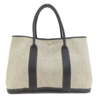 Herm&egrave;s Garden Gray Toile H Tote Bag (Pre-Owned)