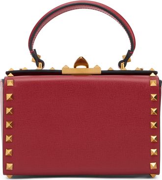 Valentino Garavani Bordeaux Leather Bag With Elegant Studs