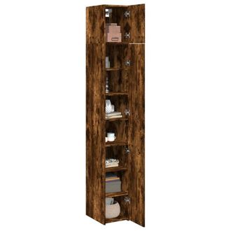 Berkfield Home Slim Storage Cabinet Smoked Oak 30x42.5x225 cm Engineered Wood in Brown