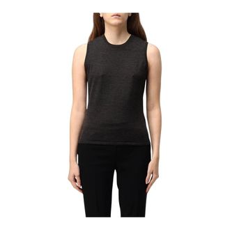 Theory Sleeveless Tops, female, Brown, S, Sleeveless Knit Top Slim Fit