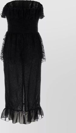 Alessandra Rich strapless lace dress featuring peplum waist