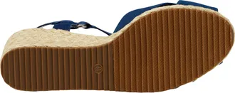Anne Klein Esther Wedge Sandals Navy Stretch ESTH01F9-410 Womens
