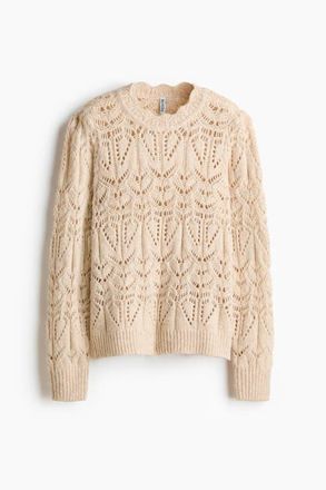 H&M Pointelle-knit Jumper in Light Beige at Nordstrom, Size Xx-Large