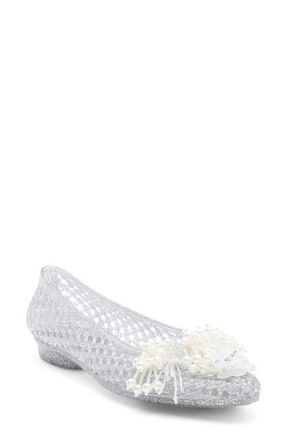 Jeffrey Campbell Whimzy Jelly Flat in Silver Glitter Pearl at Nordstrom, Size 10