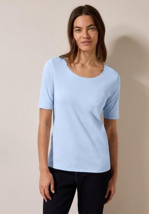 Cecil Damen T-Shirt Cupro Touch - Weiches Shirt Mit Rundhals & Seitlichen Schlitzen