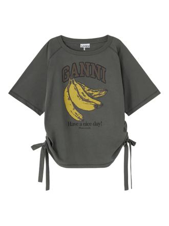 Ganni T-shirt met trekkoord - Grijs