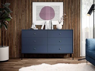 Vente-Unique 6 - Drawer Chest - Blue - BOGDAN in Midnight
