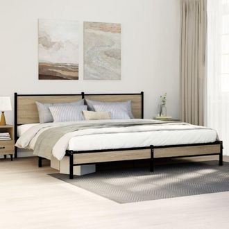 vidaXL Vidaxl - Estructura De Cama Sin Colch&oacute;n Metal Roble Sonoma 193x203 Cm
