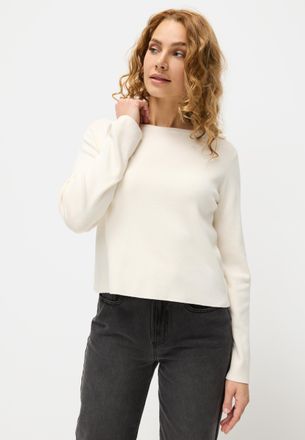Lascana Strickpullover LASCANA, Damen, Gr. 32/34, beige (creme), Feinstrick, Obermaterial: 70% Viskose, 30% Polyamid, unifarben, figurumspielend taillenbedeck