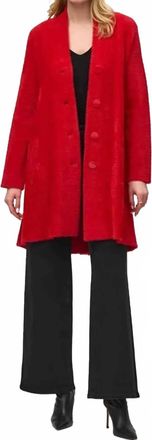 Joseph Ribkoff Feather Yarn Flared Coat In Lipstick Red