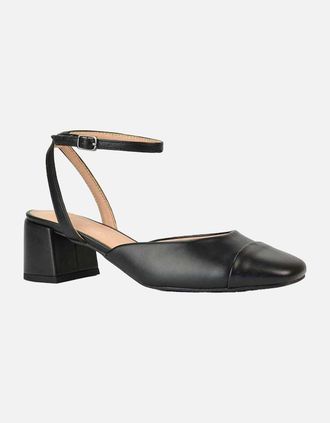 XY London Womens XY London Womens/Ladies Mavis Ankle Strap Medium Block Heel Court Shoes - Black - Size: 4
