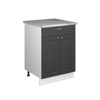 Vicco Mueble Bajo Para Fregadero/placa Fame-line, Antracita-oro Landhaus/blanco, 60 Cm Con Caj&oacute;n, Et M&aacute;rmol, Vicco