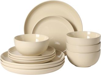 Gibson Home Rockaway 12 Piece Matte Two-Tone Stoneware Dinnerware Set, Service for 4 in Cream at Nordstrom
