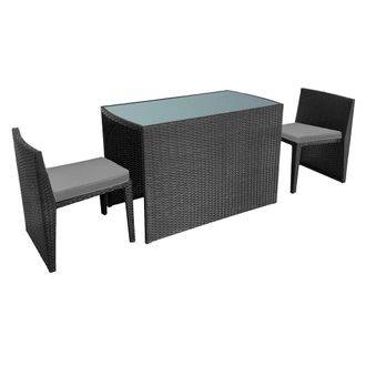 Happy Garden Conjunto de jard&iacute;n 2 plazas en resina trenzada negro cojines grises