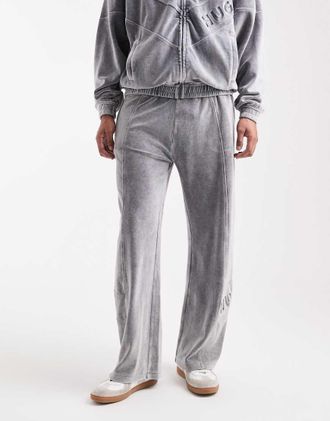 HUGO BOSS HUGO Red - Delsoni - Pantaloni sportivi antracite oversize lavaggio acido in coordinato-Grigio