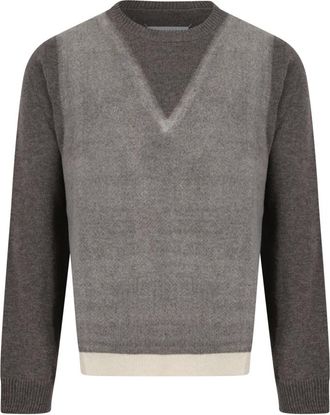 Maison Margiela Fused Knit Sweater - Heren - Ronde hals truien - Bruin - M - Wol - Truien & Vesten
