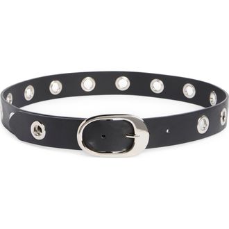 Linea Pelle Grommet Oval Buckle Belt in Black at Nordstrom Rack, Size X-Large
