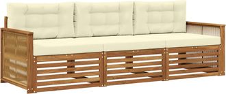 vidaXL Conjunto De Sof&aacute;s De Exterior 3 Uds. Natural Y Crema Vidaxl