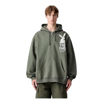 by Parra End The Bunny Zip Hooded Sweatshirt - Heren - Sweatshirts & Hoodies - Groen - Maat: XL Katoen