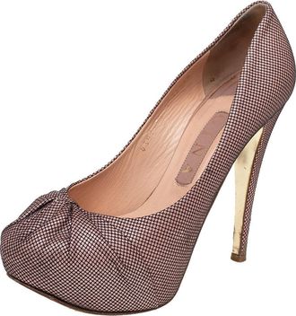Gina Pink Textured Fabric Claire Platform Pumps