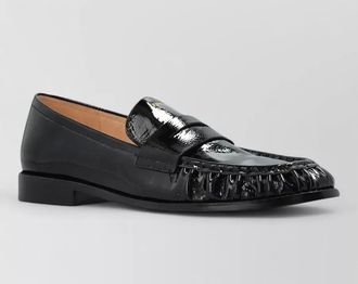 Furla patent leather gathered loafers