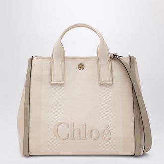 Chloé Carry Tote Bag In Pink Beige Striped Canvas