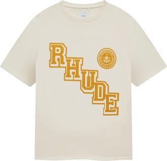 Rhude T-Shirts, male, White, 2XL, Collegiate Crest T-Shirt