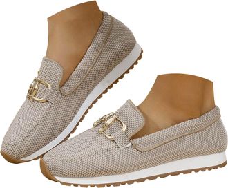 Generic Ladies Casual Slip-On Loafer Comfort Sporty Wedge Loafers with Memory Foam Insole & Arch Support Comfortable Dressy Flats with Chain Trim Breathable K