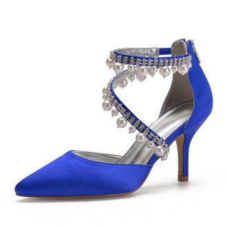 Miyoopark Women Shoes Heels for Wedding Closed Pointed Toe Evening Pumps Shoes M521 Royal Blue UK 8.5