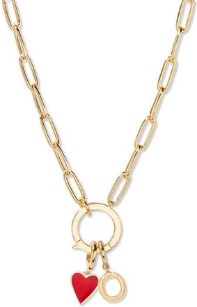 Brook & York Cameron Initial Heart Charm Necklace in Gold O at Nordstrom