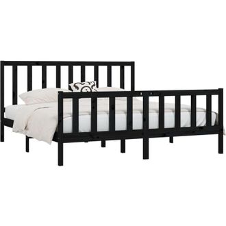 vidaXL Bed Frame without Mattress Black 200x200 cm Solid Wood Vidaxl