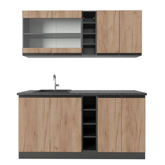 Vicco Cocina Vers&aacute;til R-line, Oro Power Roble/antracita, 160 Cm, Et Antracita