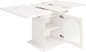 Urban Meuble Mesa de comedor extensible blanca con almacenamiento