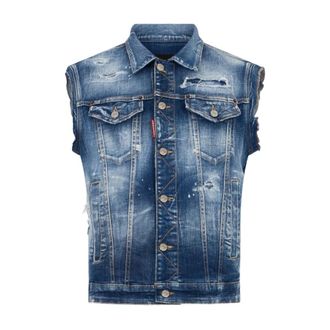 Dsquared2 Vests, male, Blue, Size: XL Medium Side By Side Wash Classic Vest
